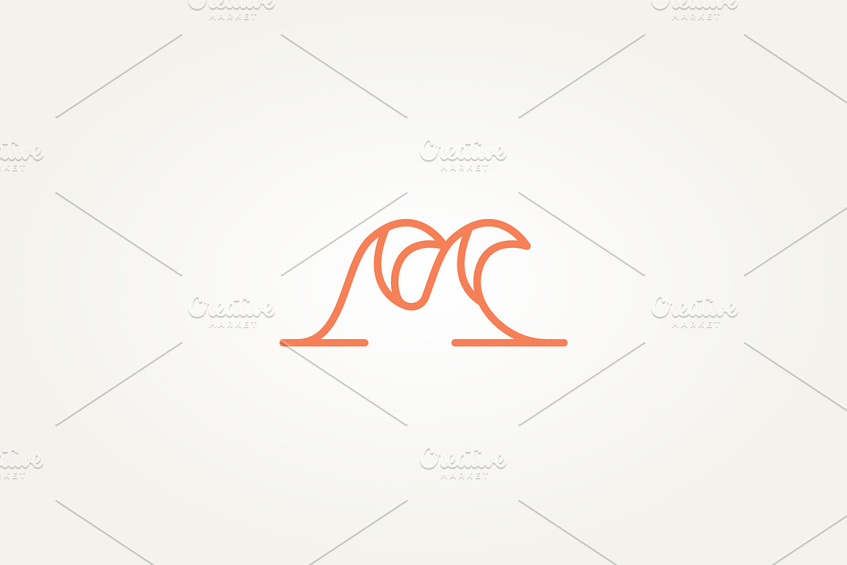 initial letter M wave line art logo, a Branding & Logo Template by Blazybone