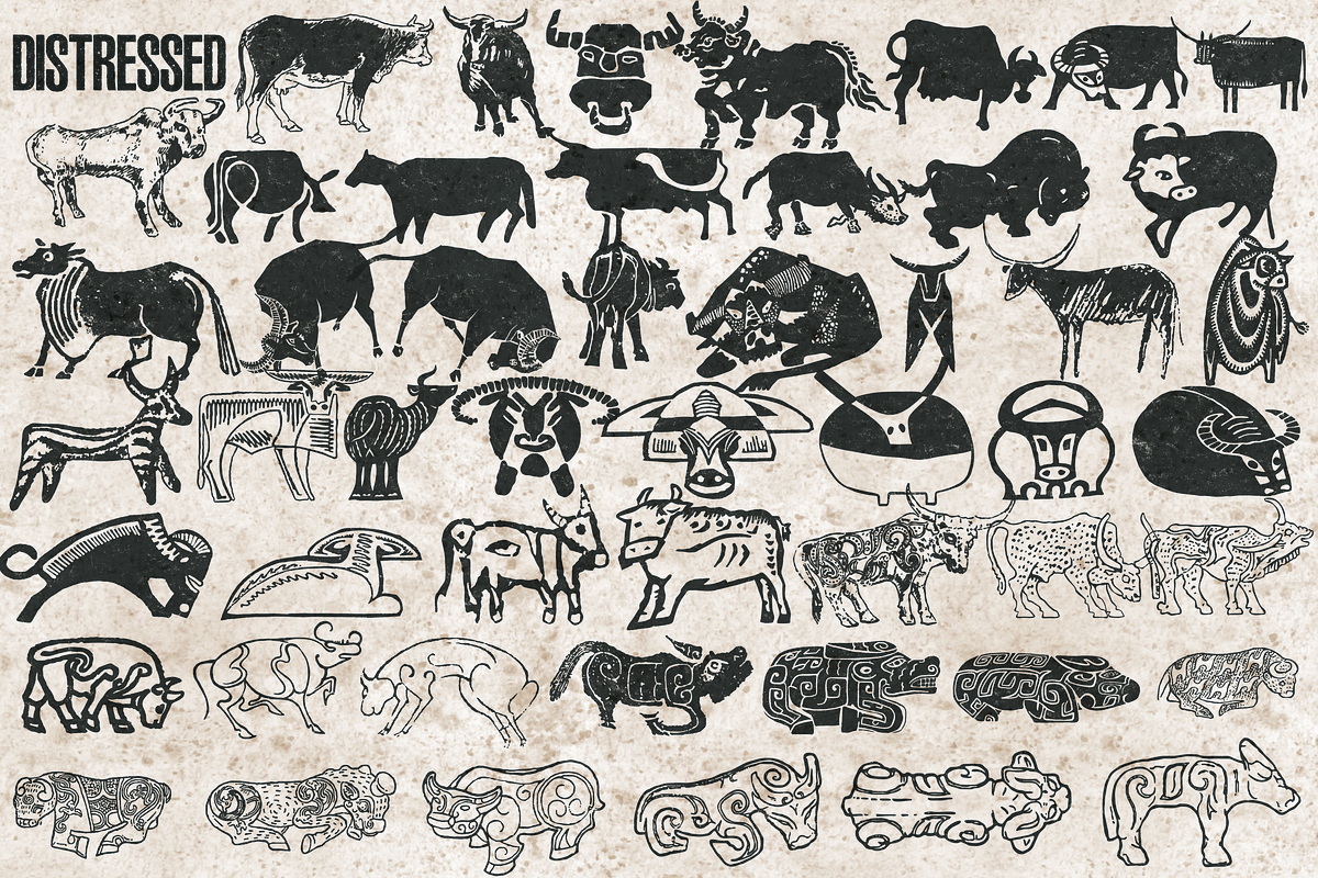Bull image stamps for Procreate, a Brush Add-On by TheWhiteCatLab (Photo 5 of 6)