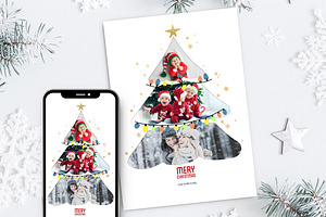Christmas Tree Card & Social Media, a Design Template by McLittle Stock