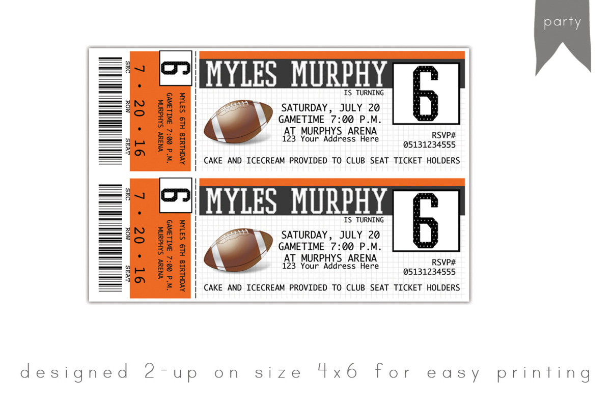 BIRTHDAY | sports ticket invitation, an Invitation Template by Love Designs Co. (Photo 3 of 3)