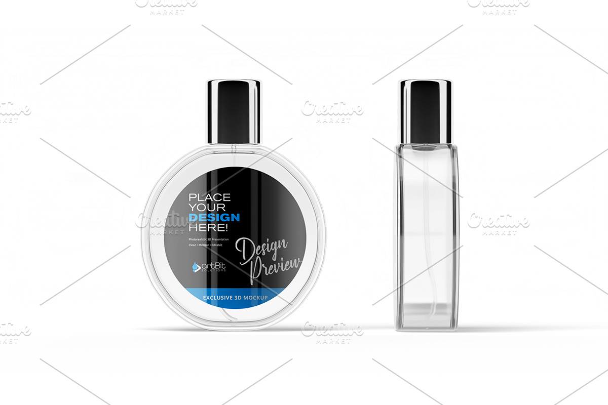 Glass Spray Bottle Perfume Mockup, a Packaging Mockup by artBit Design Studio (Photo 5 of 6)