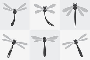 Set Of Vector Dragonfly Icons