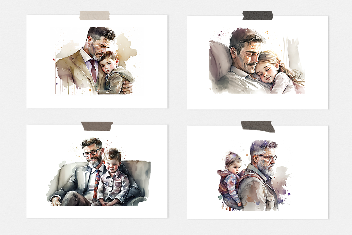 Fathers Day Watercolor Collection, a Person Illustration by artsy-fartsy (Photo 2 of 6)