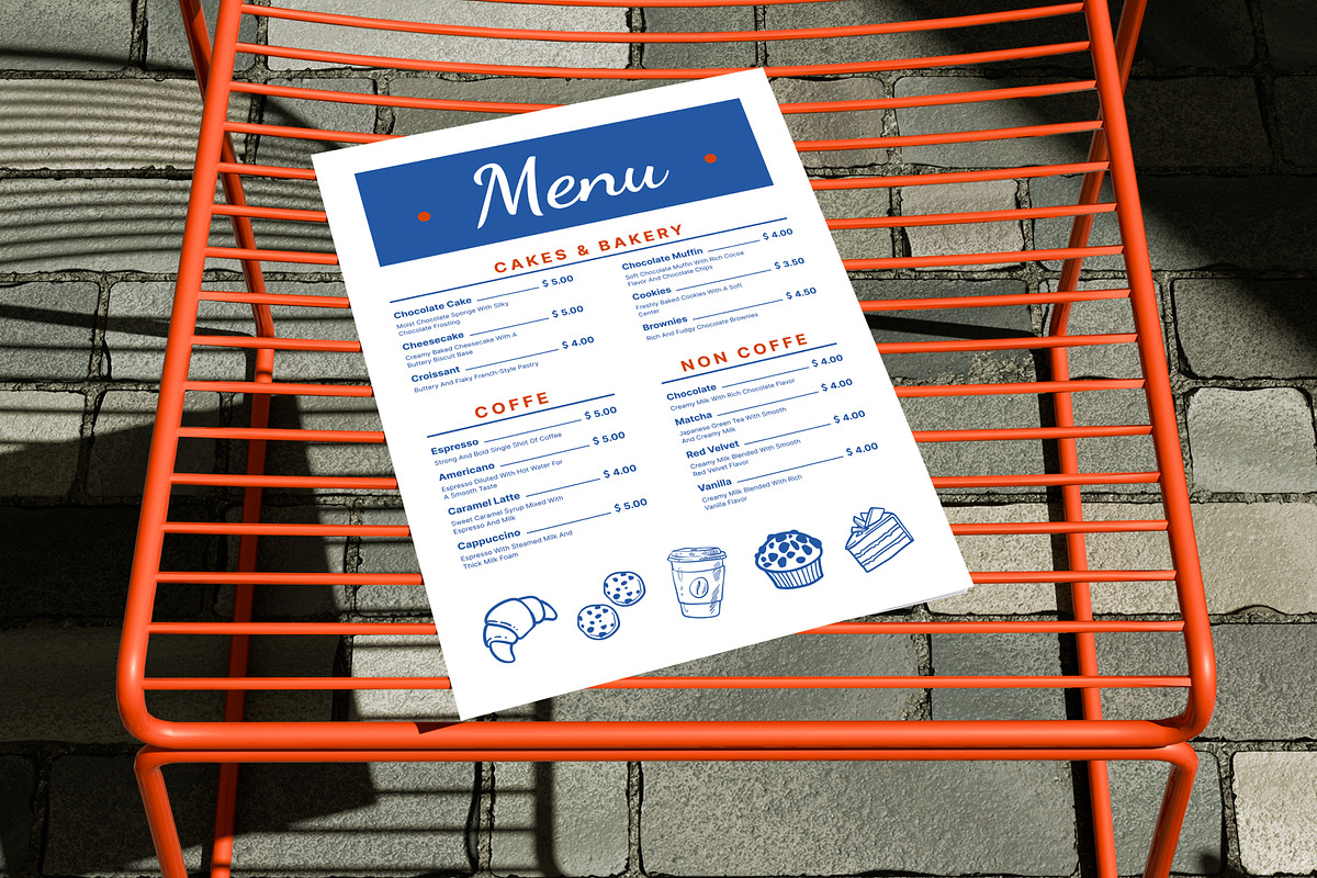 Menu On Chair Mockup, an Advertising Mockup by SLAB! Design (Photo 5 of 5)