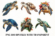 Beautiful Sea Turtles PNG Bundle png, an Illustration by Watercolor design (Thumbnail 2 of 3)