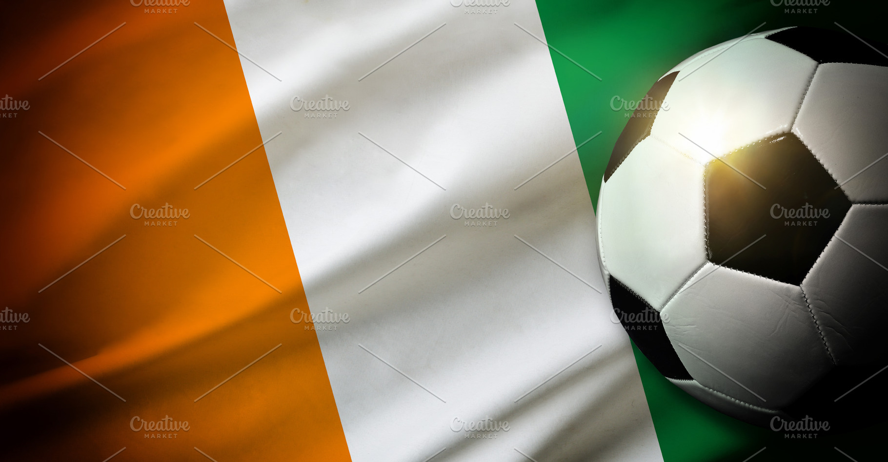 Ivory Coast Flag with Soccer Ball Close-Up, a Sports & Recreation Photo by Davizro's Market