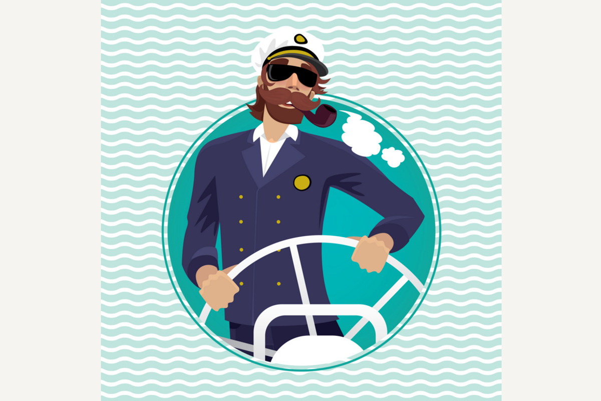 Sea captain in round frame, an Illustration by Alex and Aris