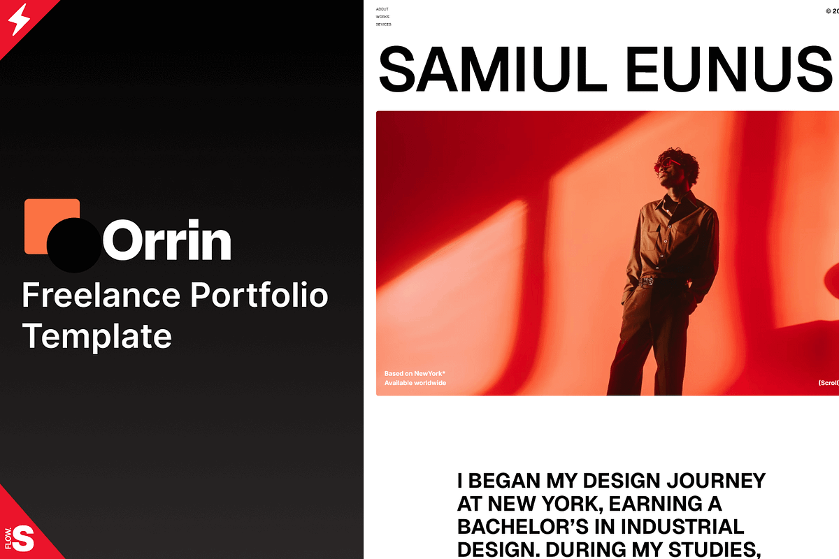 Orrin: Figma Portfolio Template, a Websites & App Template by Flow Samurai Templates (Photo 3 of 6)
