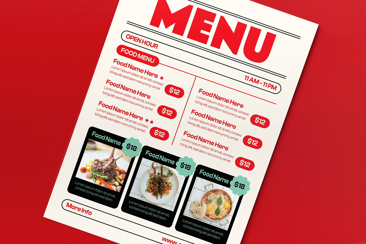 Cream Retro Simple Food Menu, a Flyer Template by graphicook (Photo 4 of 4)