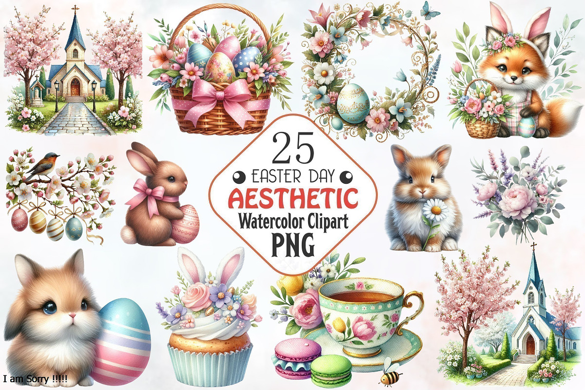 Aesthetic Easter Clipart, a Seasonal Illustration by RobertsArt (Photo 1 of 7)