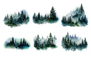 Watercolor Forest Clipart, a Decorative Illustration by Wild Honey Design Co. (Thumbnail 2 of 3)
