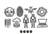 Tech Robot And Cybersecurity Svg, an Illustration by designvectx (Thumbnail 2 of 3)