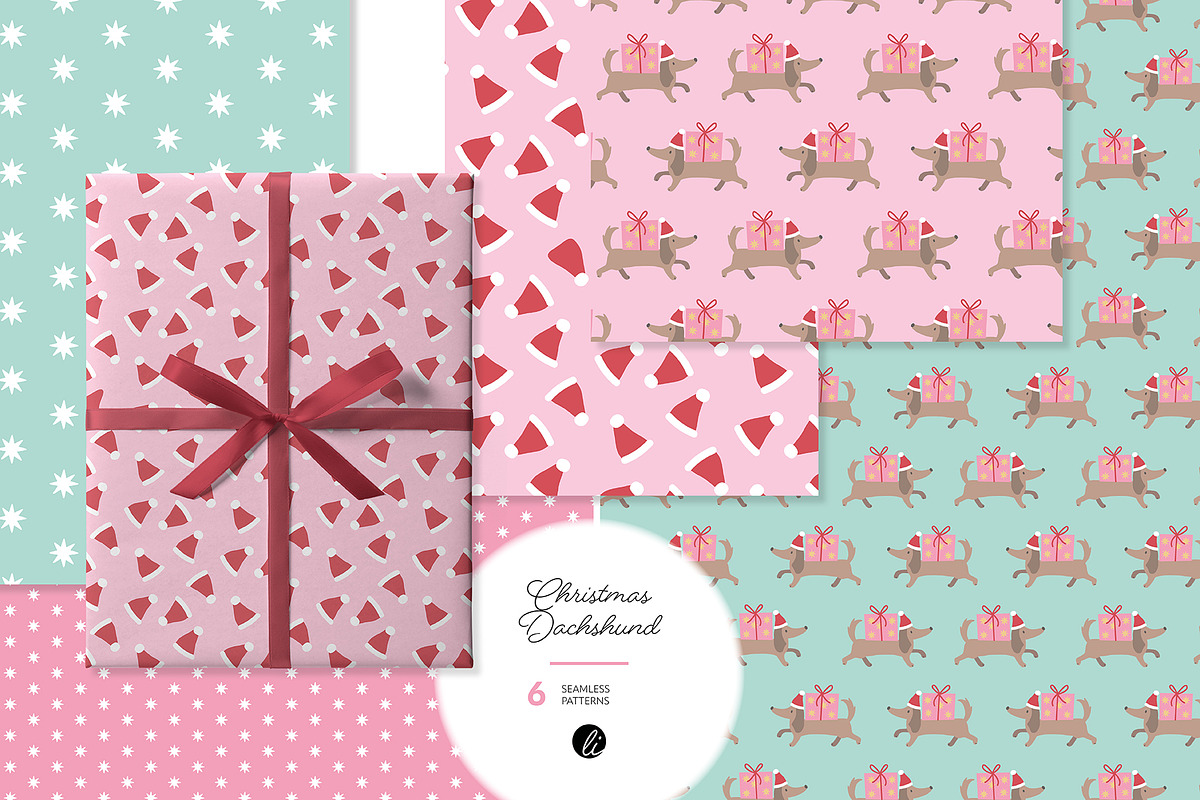 Christmas Dachshund Patterns, an Illustration by Andrea Liesert (Photo 1 of 7)