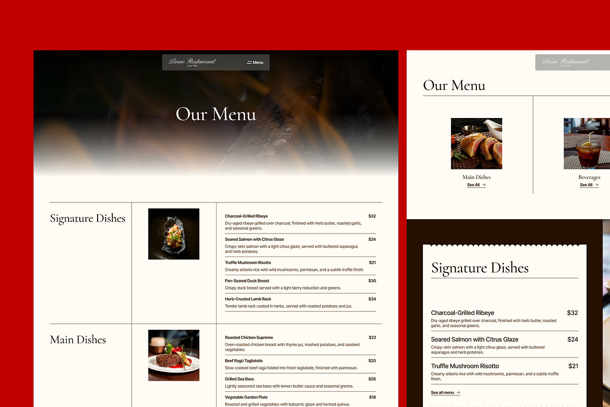 Restaurant Framer & Figma Template, an UI Kit Template by Rozepaars Design (Photo 4 of 5)