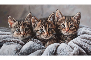 Three Little Kittens Grey Wool, an Animal Illustration by LadadikArt