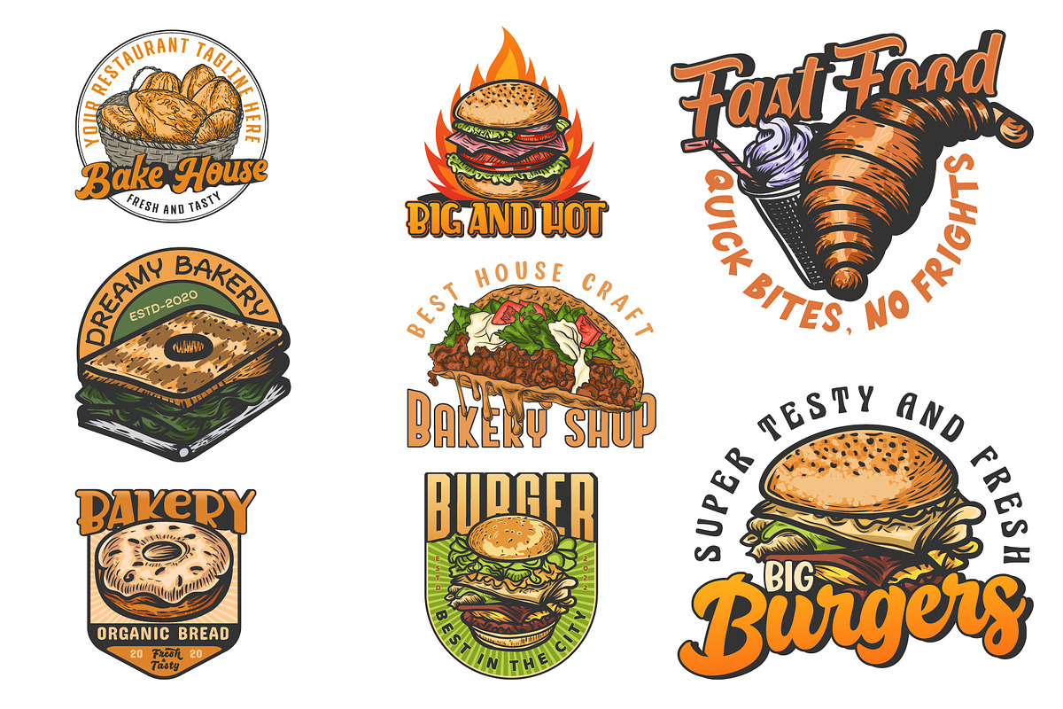 Bakery vintage logo for restaurant, a Branding & Logo Template by Billah Hub