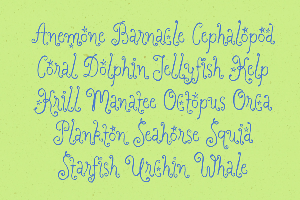 Dreaming Ocean | Curly Whimsy Font, a Handwritten Font by type peace (Photo 2 of 15)