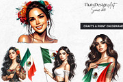 Mexican girls Clipart Set, a Person Illustration by ThatsDesignArt (Thumbnail 10 of 10)