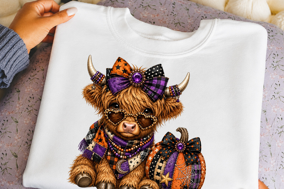 Glam Jeweled Highland Cow PNG, a Seasonal Illustration by DreamCafeArt (Photo 6 of 6)