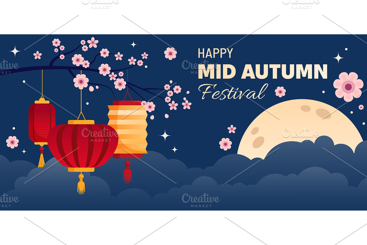 Mid Autumn Festival Banner Design, an Illustration by JeanBet