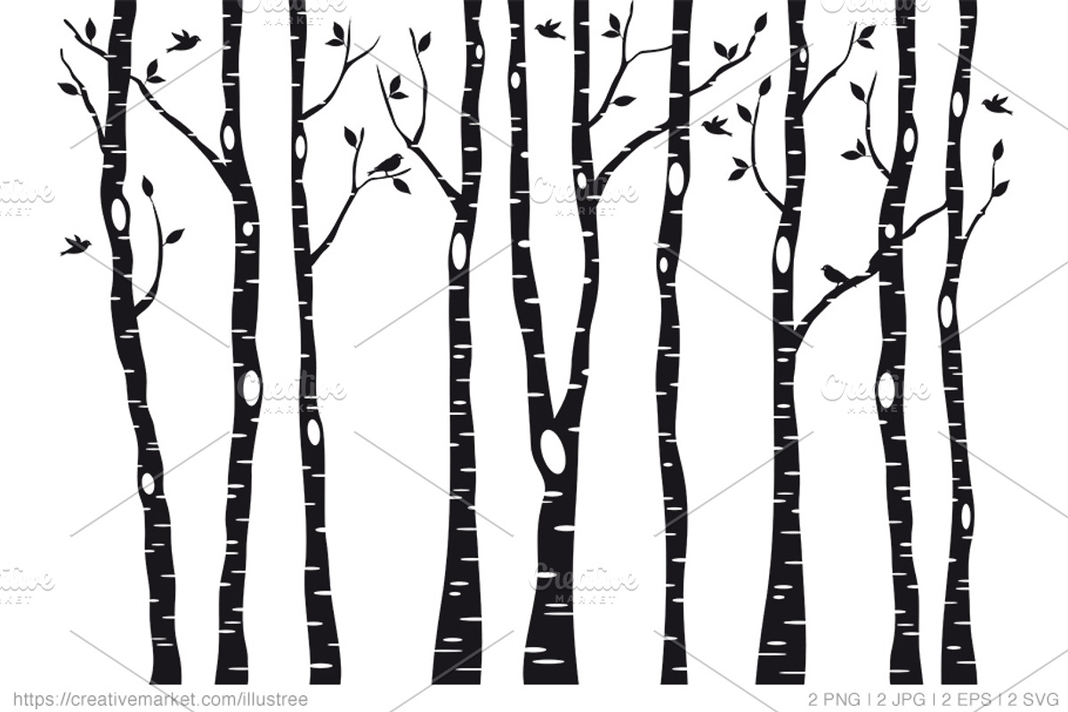 Birch tree silhouettes, EPS, SVG, a Graphic by Illustree (Photo 2 of 4)