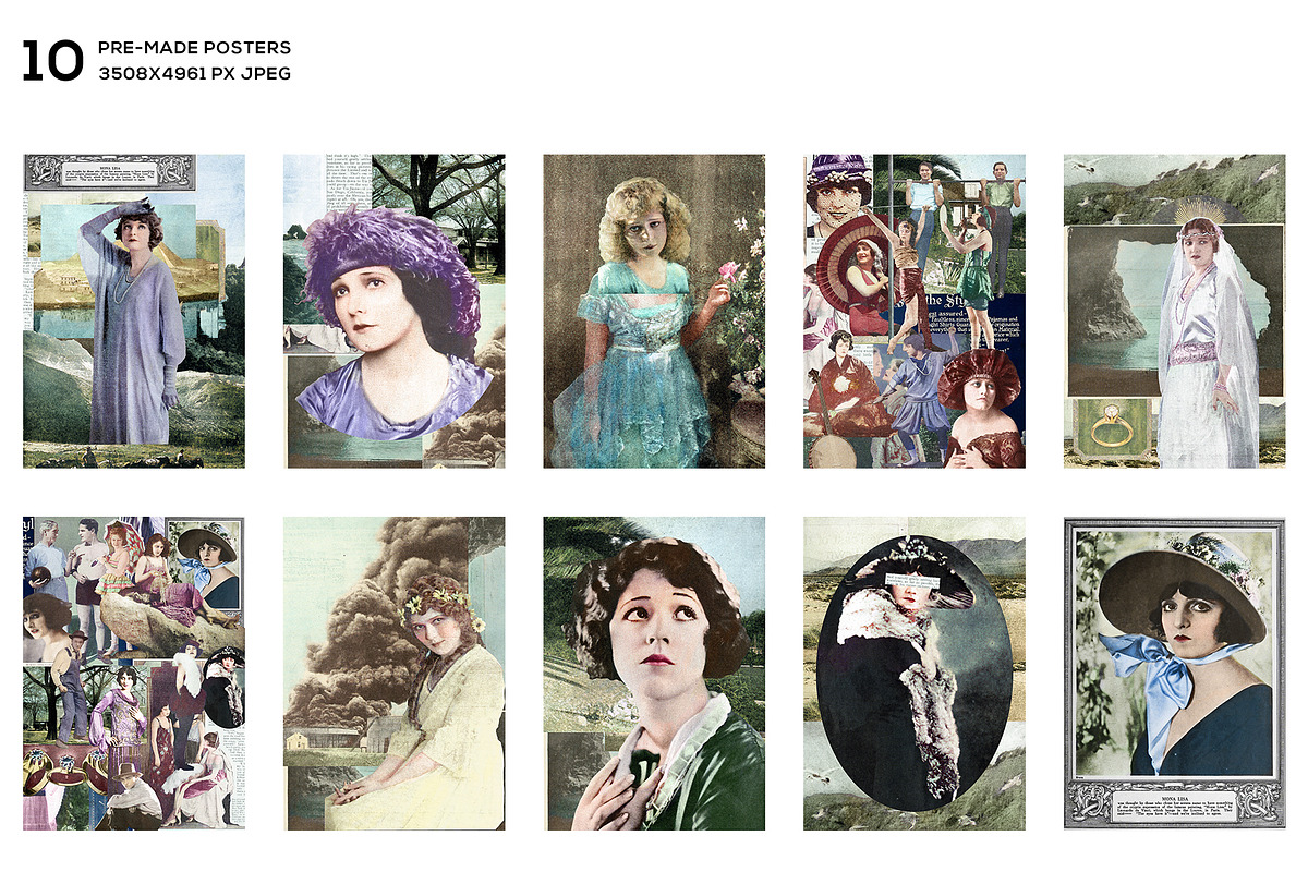 Colorized 1920s Vintage Collage Set, an Object Graphic by Kaleriia (Photo 7 of 10)
