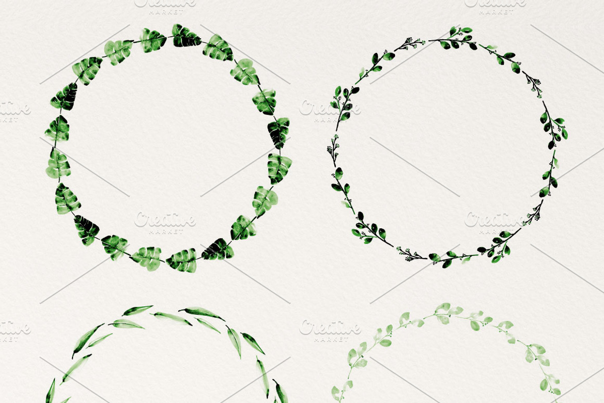 Vector Watercolor Wreaths (brushes), an Object Graphic by Heartmade by Claudia (Photo 2 of 3)