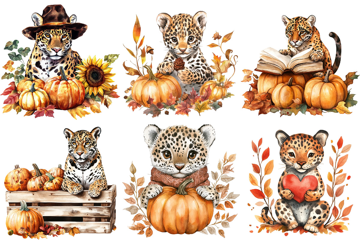 Cute Autumn Jaguar Sublimation, an Illustration by CitraGraphics (Photo 4 of 6)
