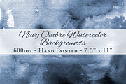 Navy Ombre Watercolor Backgrounds, a Texture Graphic by M. by mprintly (Thumbnail 1 of 6)