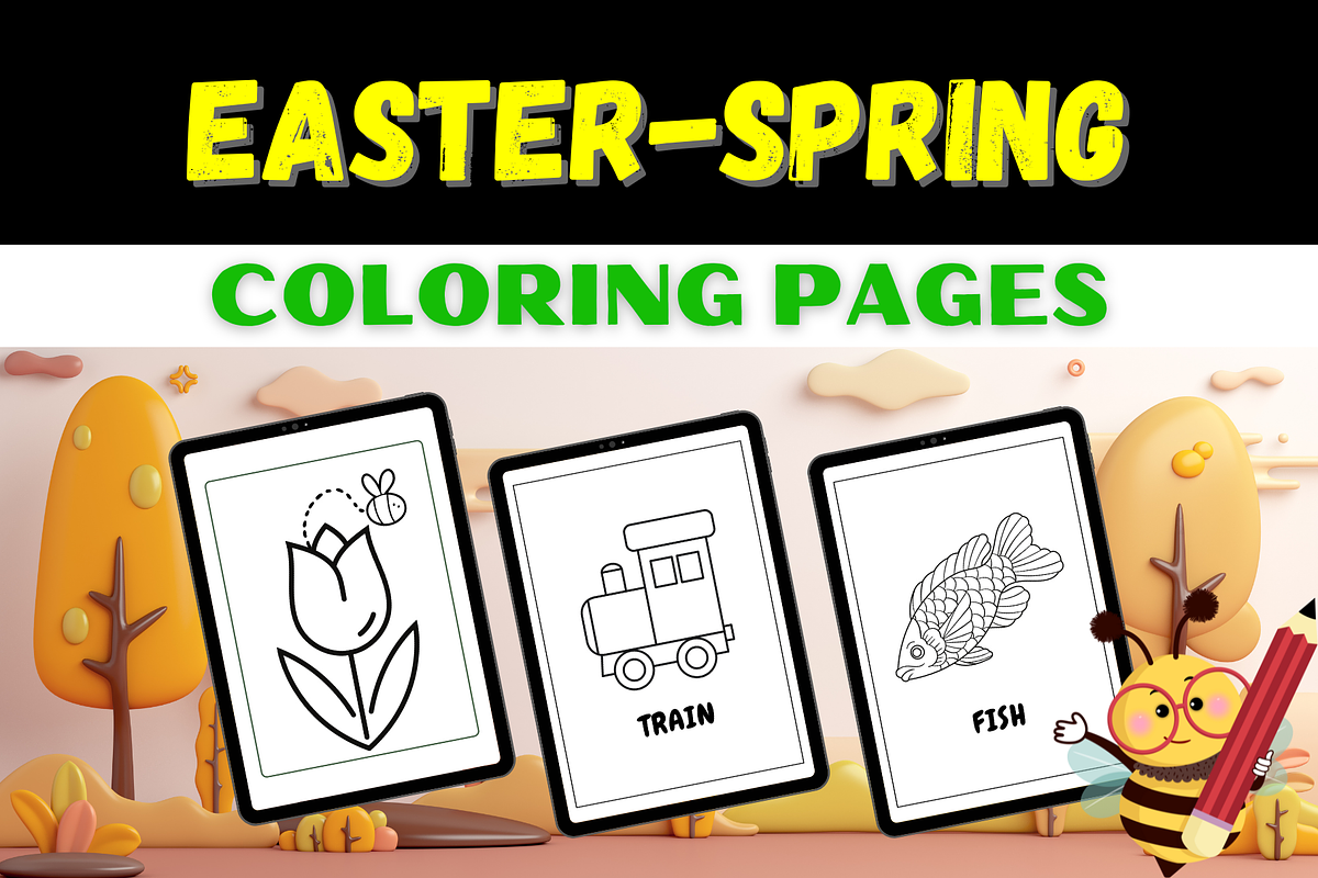 Easter Spring Coloring Pages, a Templates & Theme by Premium Digital Templates (Photo 2 of 3)