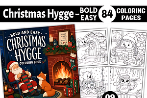 Bold Easy Christmas Hygge Coloring