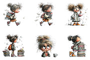 Student Girls Watercolor Clipart, a Seasonal Illustration by CreationArt (Thumbnail 5 of 5)