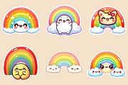 Kawaii Rainbow Stickers PNG, an Illustration by Creative Art (Thumbnail 3 of 9)