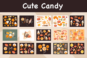 Cute candy bundle set vector, a Food Illustration by foxndeer