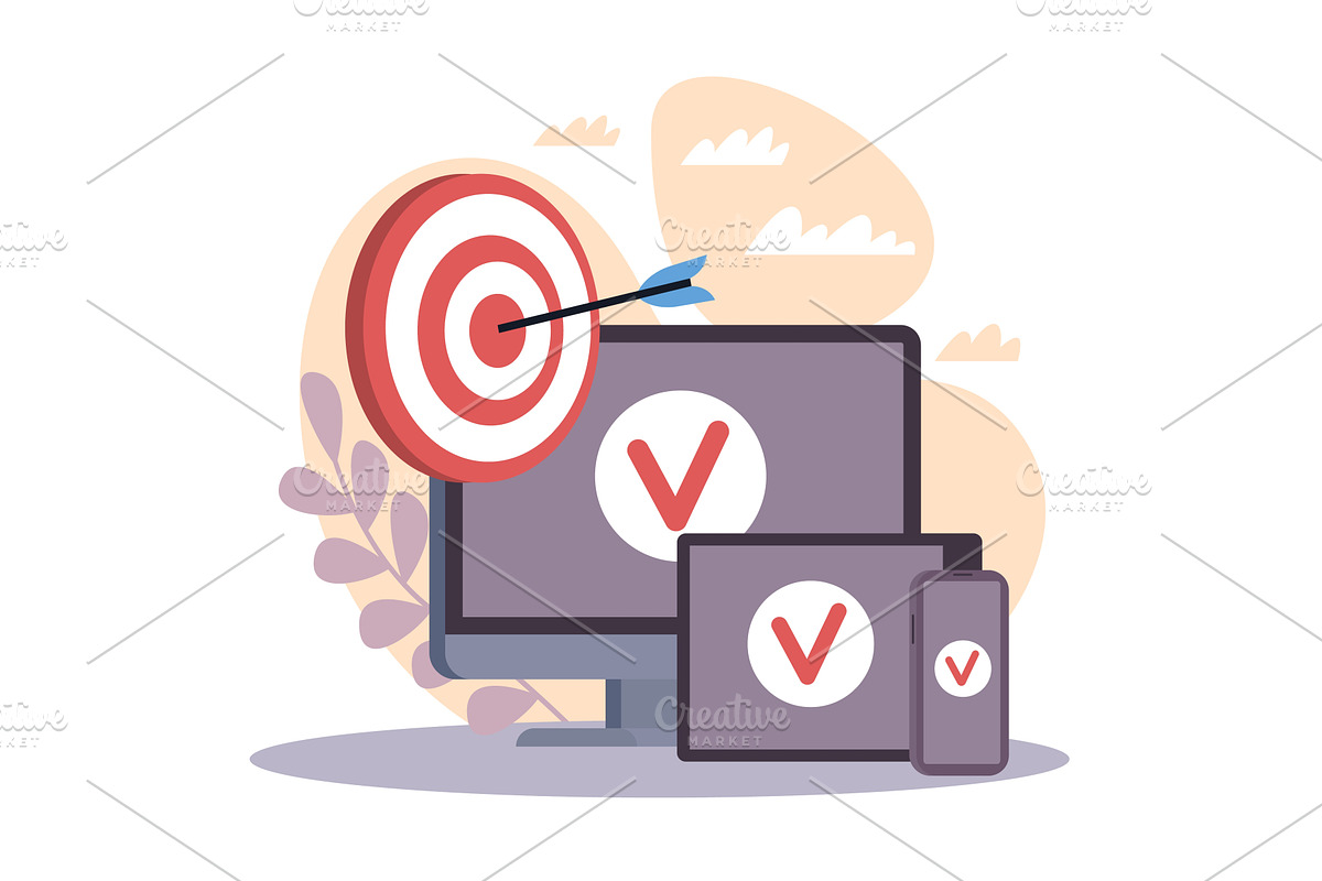 Multi targeting device. Cross, a Technology Illustration by YummyBuum