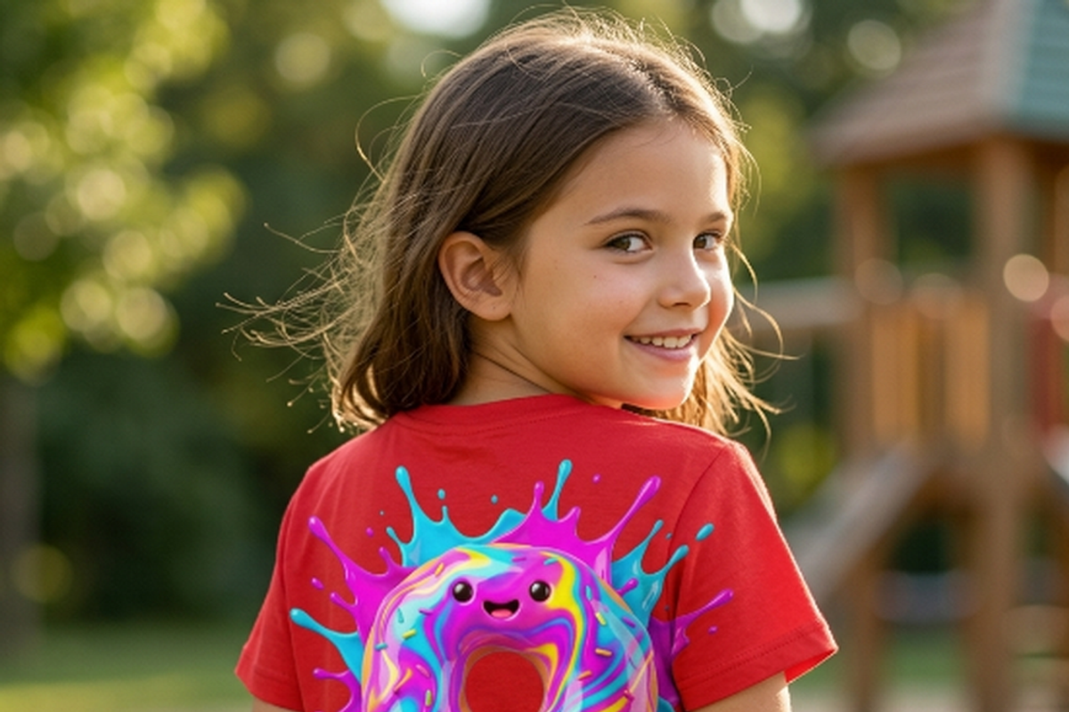Kawaii Rainbow Donut Splash, a Shirt Mockup by Vector Stall (Photo 5 of 15)