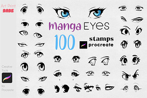 Manga Eye Stamp Cartoon Anime Kawaii