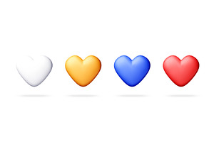 Set of four colorful 3D heart shapes, an Object Illustration by Abscent