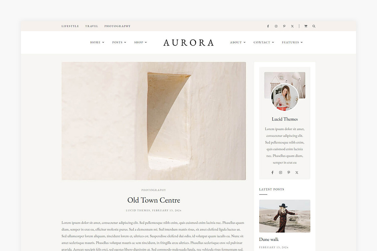 Aurora - WordPress Blog & Shop Theme, a WordPress Template by Lucid Themes (Photo 5 of 8)