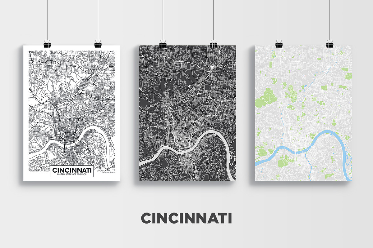 5 maps of USA cities set 4, an Illustration by MaximGertsen (Photo 6 of 9)