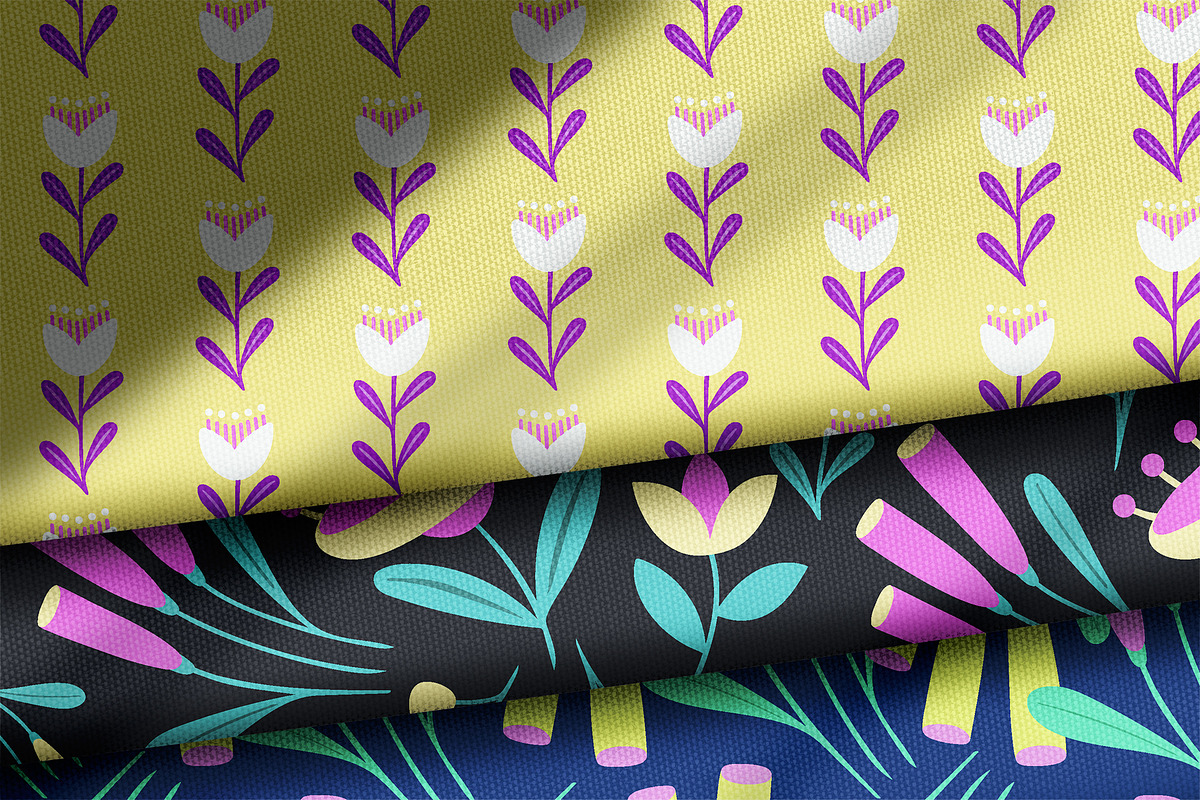 Bright Retro Floral Pattern Set, a Pattern Graphic by Asya Melkonyan Patterns (Photo 16 of 16)