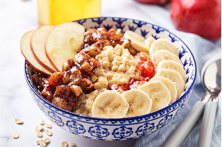 Homemade oatmeal for breakfast with, a Food & Drink Photo by Irina Burakova