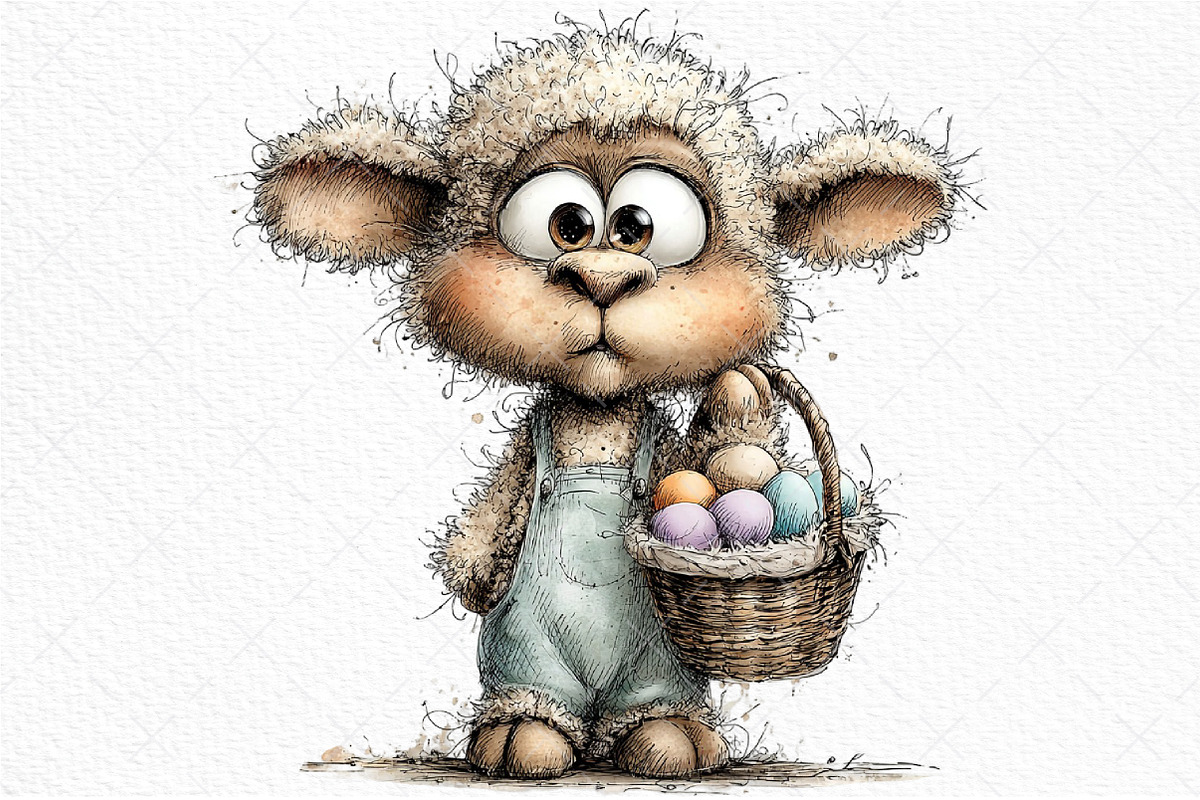 Whimsical Easter Lamb Clipart, an Illustration by Craft Nest (Photo 11 of 11)