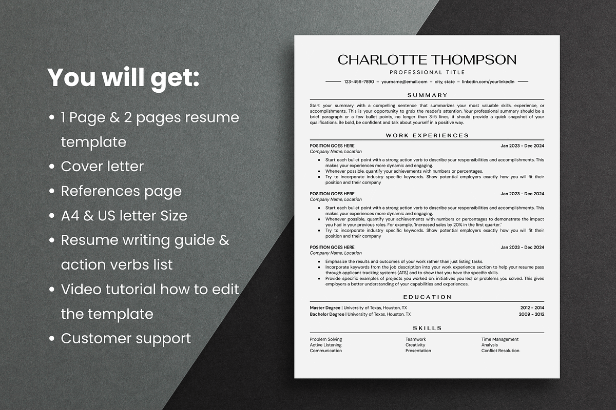 ATS Resume Template Google Docs, a Resume Template by bonadigitals (Photo 4 of 5)