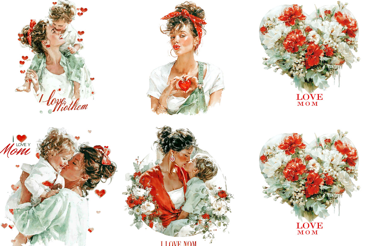 I Love You Mom – Mother's Day, an Illustration by Designking (Photo 5 of 5)
