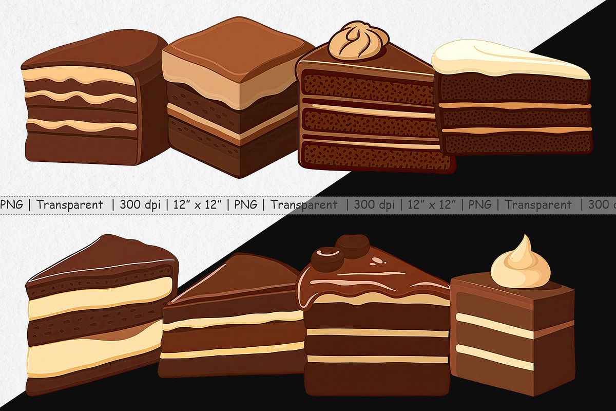 Chocolate Cake Slice Clipart, a Graphic by Artnoy (Photo 2 of 5)