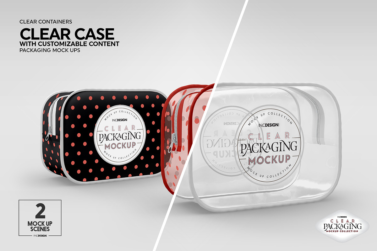 Clear Zipper Case Packaging Mockup, a Cups & Container Mockup by INCDesign (Photo 2 of 10)