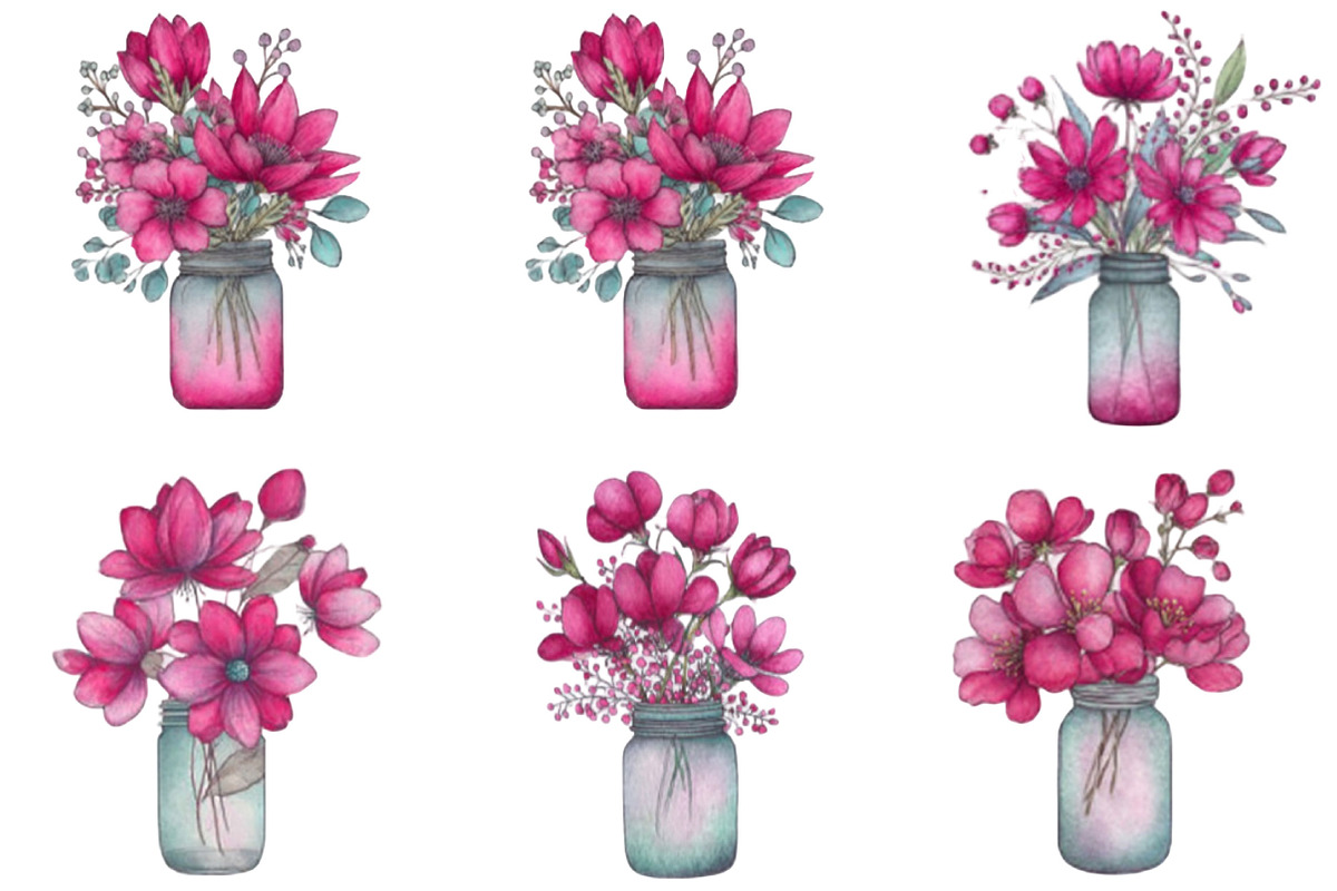 Spring Flowers Mason Jar Clipart, an Illustration by Designking (Photo 2 of 5)