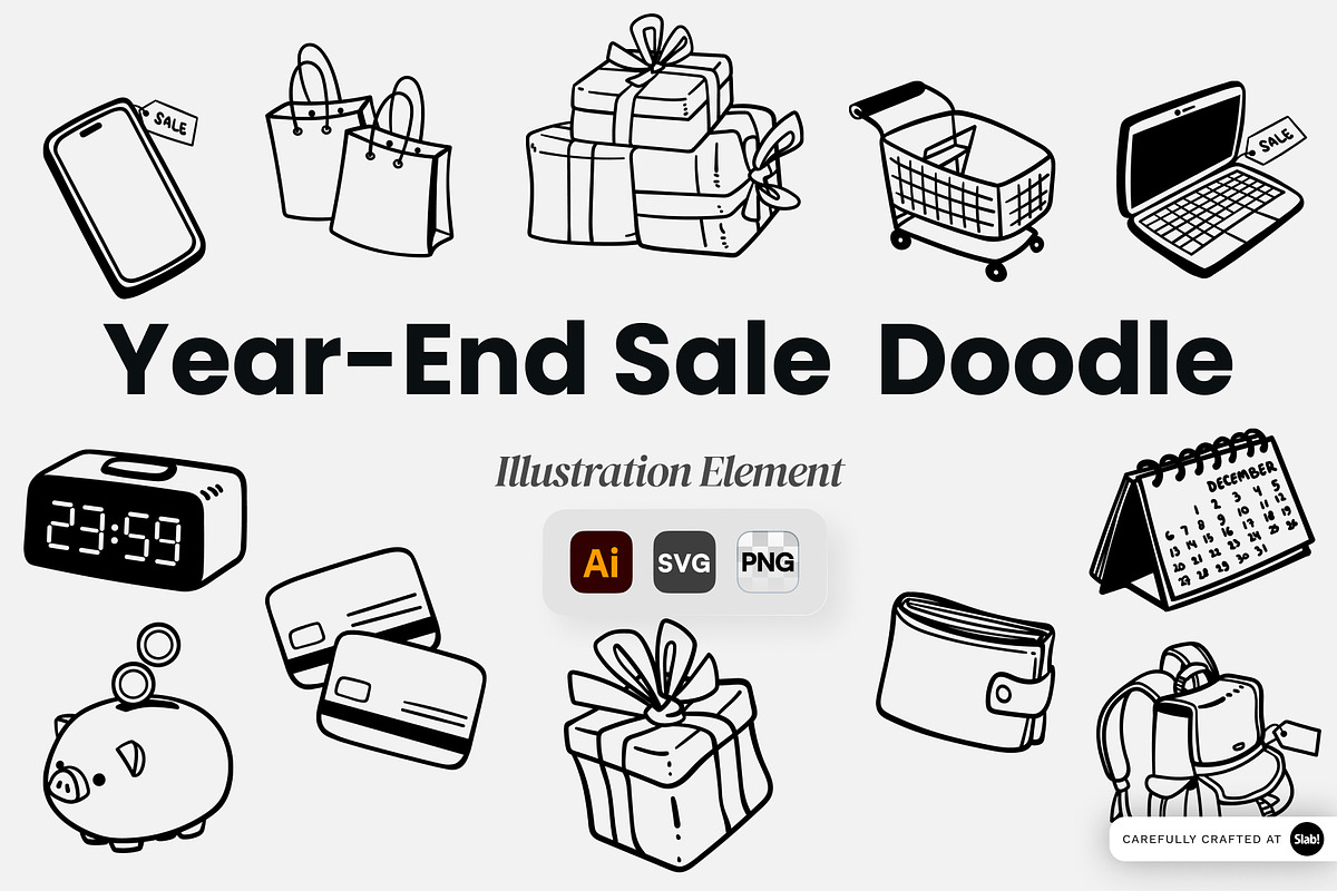 Year-End Sale Doodle Illustration, an Object Graphic by SLAB! Design (Photo 1 of 3)