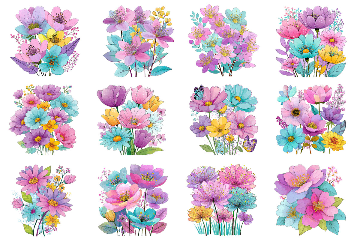 Whimsical Spring Flowers Clipart, an Illustration by Dream Creation (Photo 5 of 5)
